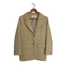 Light Academia Tan/ Camel Beige Oversized Classic Blazer | Preppy Retro Glam